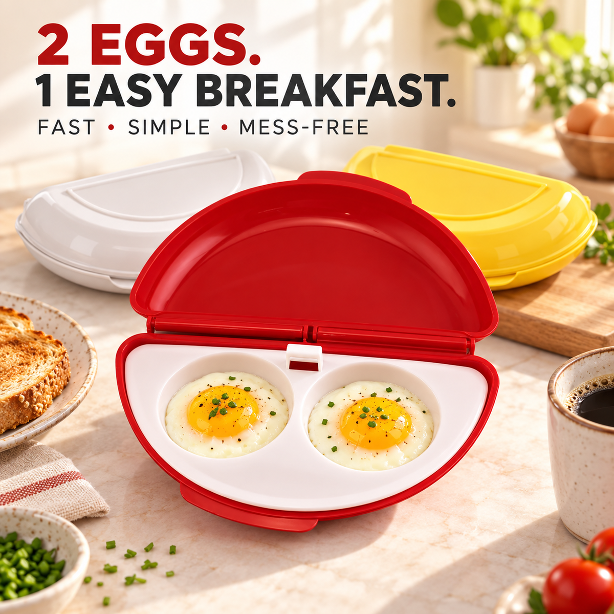 2-in-1 Microwave Egg Cooker with Removable Egg Tray