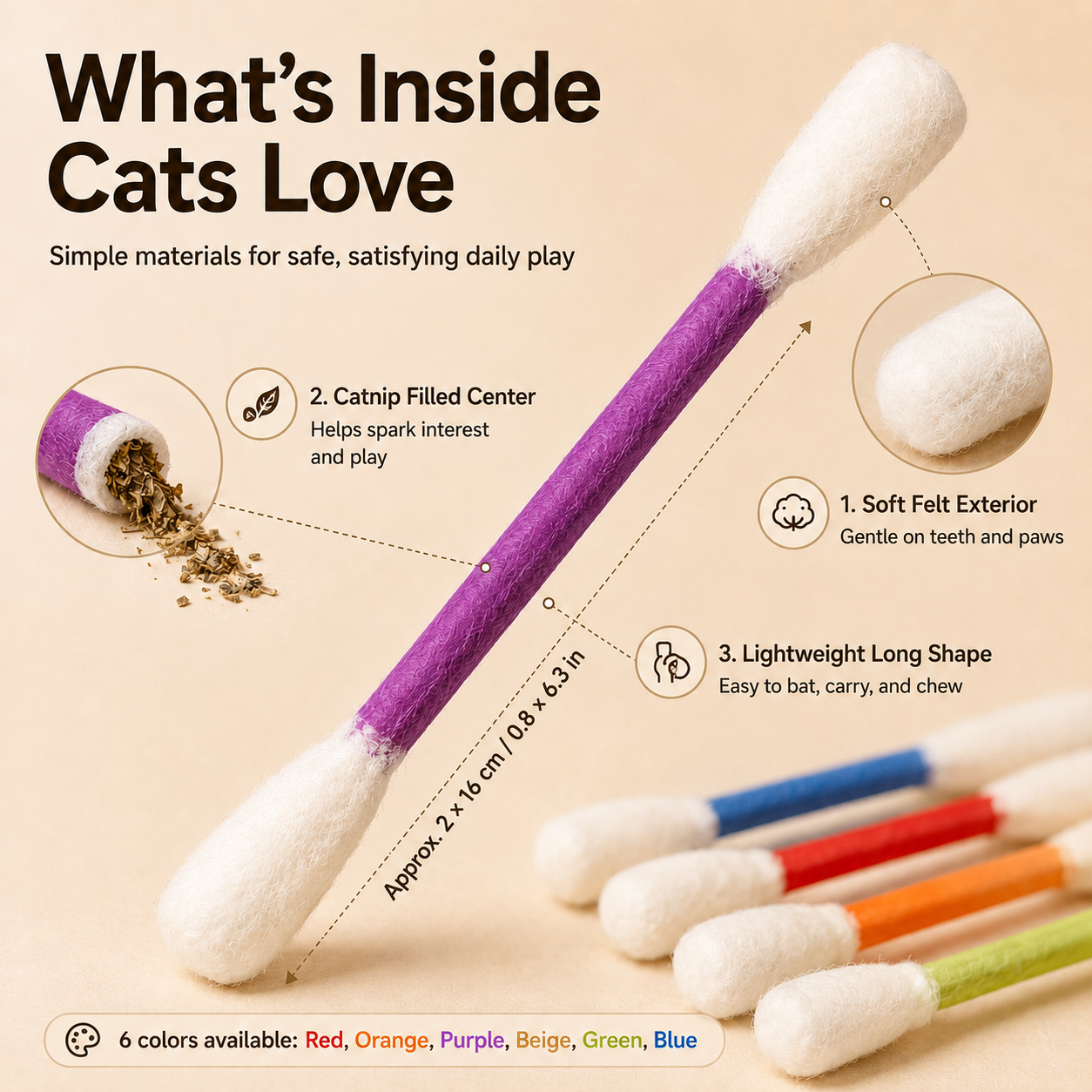 Oversized Catnip Chew Sticks for Cats – Soft Felt Interactive Cat Toys