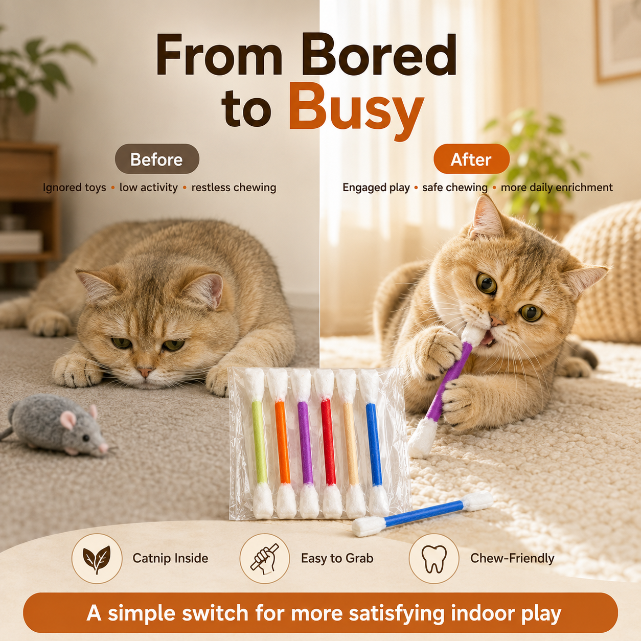 Oversized Catnip Chew Sticks for Cats – Soft Felt Interactive Cat Toys