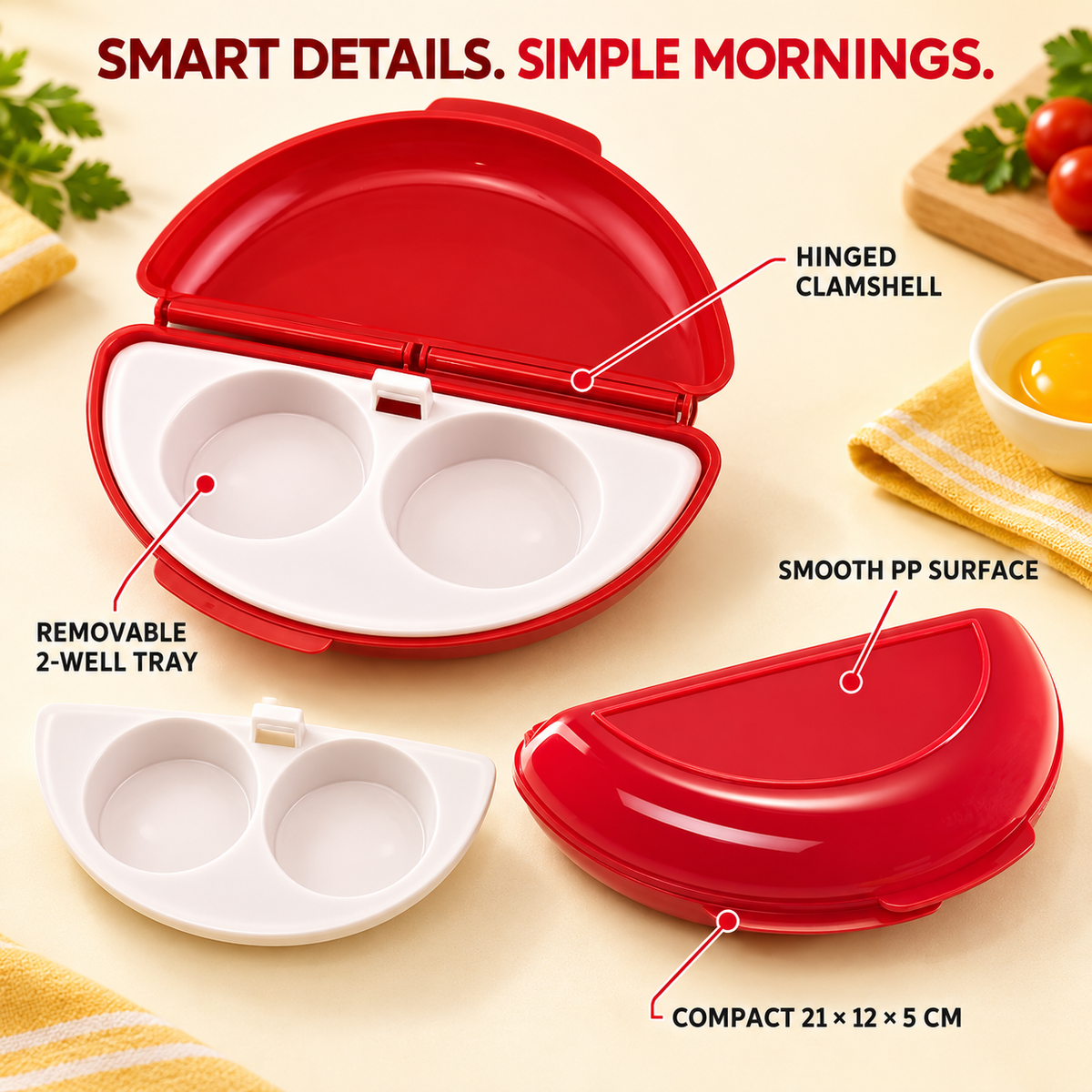 2-in-1 Microwave Egg Cooker with Removable Egg Tray