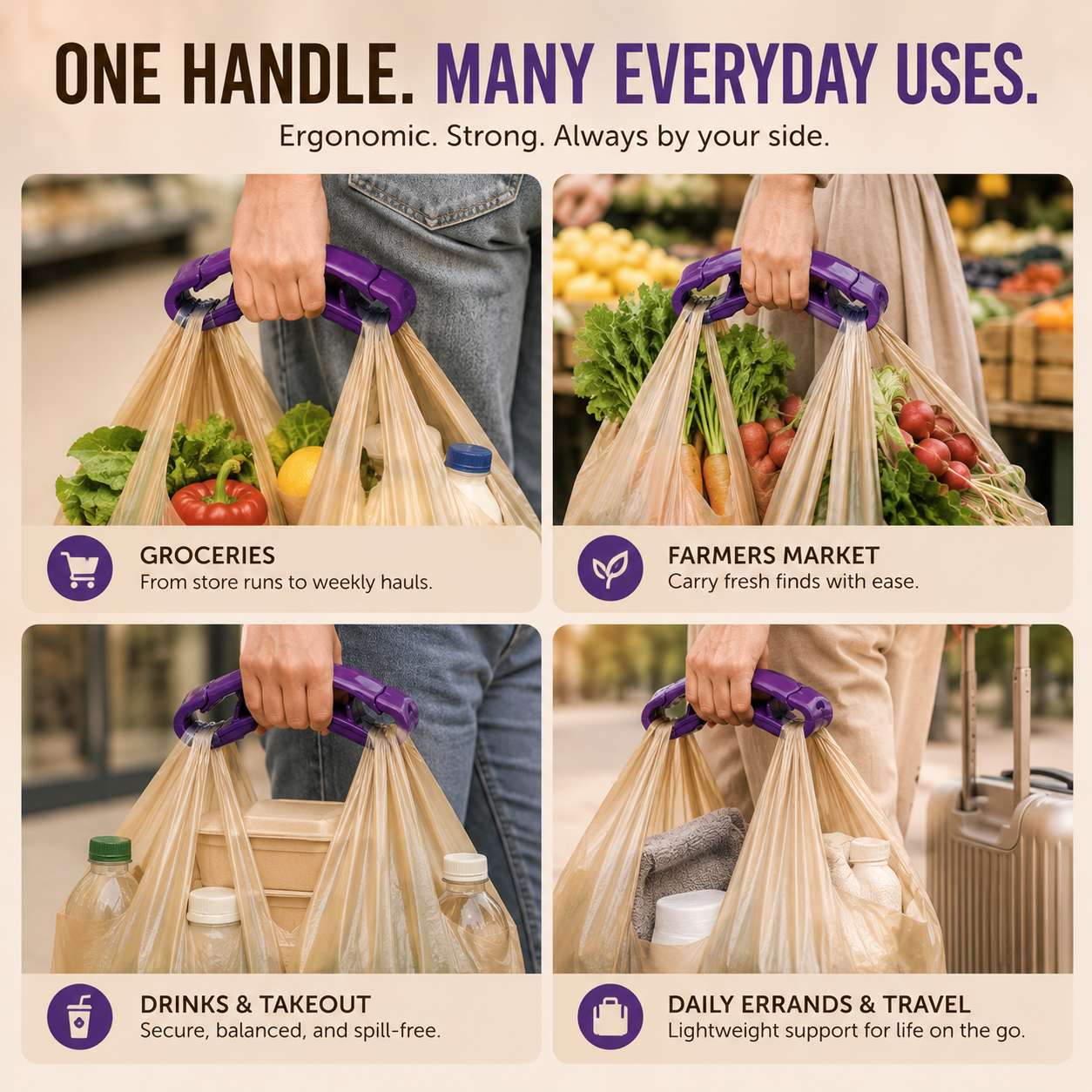 Ergonomic Grocery Bag Handle