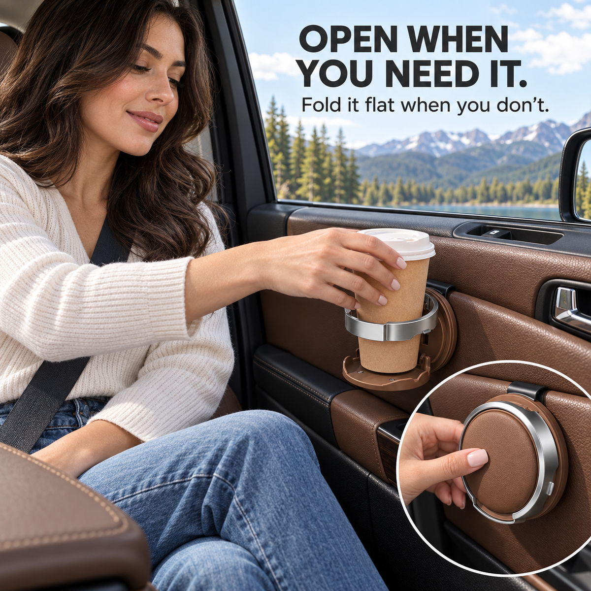 2-in-1 Foldable Car Cup Holder & Phone Stand