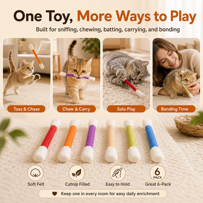 Oversized Catnip Chew Sticks for Cats – Soft Felt Interactive Cat Toys