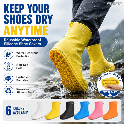 Stop Soaked Sneakers! Heavy-Duty Rain Shoe Covers – Anti-Slip & Fold Into Your Bag 🌧️